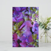 Magenta Paars blauw Hydrangeenbloemen Briefpapier (Staand voorkant)