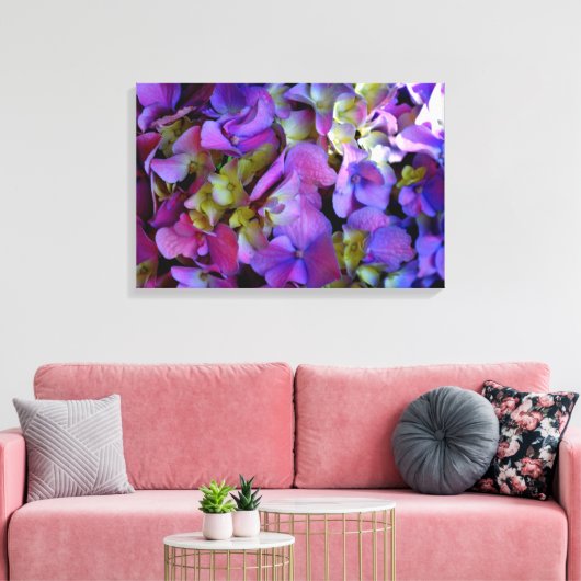 Magenta Paars blauw Hydrangeenbloemen Canvas Afdruk (Insitu (Woonkamer))