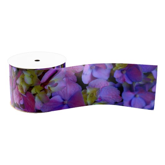 Magenta Paars blauw Hydrangeenbloemen Grosgrain Lint (Spoel)