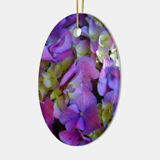 Magenta Paars blauw Hydrangeenbloemen Keramisch Ornament (Links)