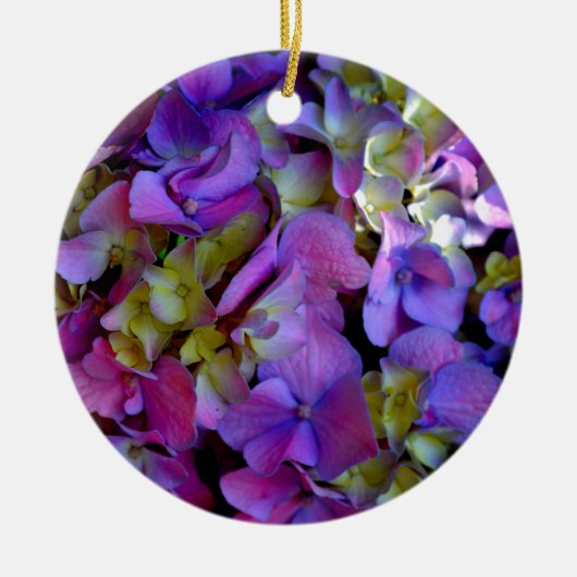 Magenta Paars blauw Hydrangeenbloemen Keramisch Ornament (Voorkant)