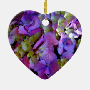 Magenta Paars blauw Hydrangeenbloemen Keramisch Ornament