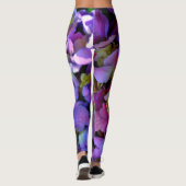 Magenta Paars blauw Hydrangeenbloemen Leggings (Achterkant)
