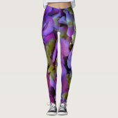 Magenta Paars blauw Hydrangeenbloemen Leggings (Voorkant)