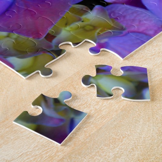 Magenta Paars blauw Hydrangeenbloemen Legpuzzel (Zijkant)