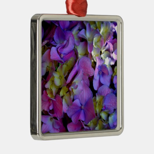 Magenta Paars blauw Hydrangeenbloemen Metalen Ornament (Rechts)