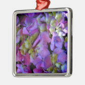 Magenta Paars blauw Hydrangeenbloemen Metalen Ornament (Links)
