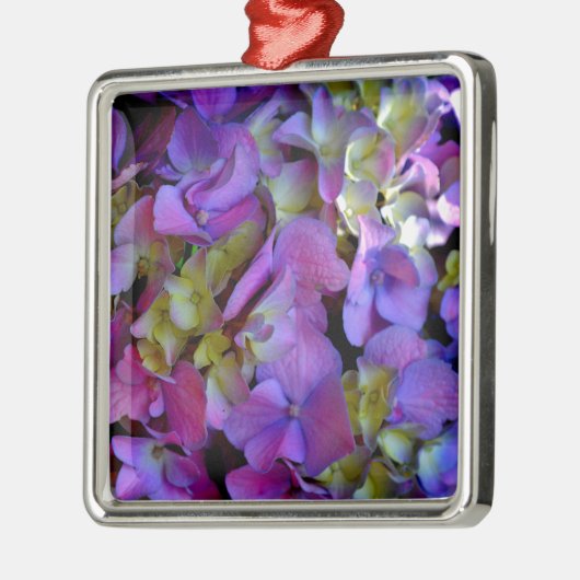 Magenta Paars blauw Hydrangeenbloemen Metalen Ornament (Links)