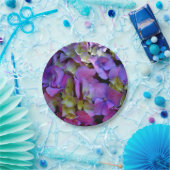 Magenta Paars blauw Hydrangeenbloemen Papieren Bordje (Feest)