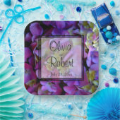 Magenta Paars blauw Hydrangeenbloemen Papieren Bordje (Feest)