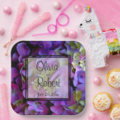 Magenta Paars blauw Hydrangeenbloemen Papieren Bordje (Feest)