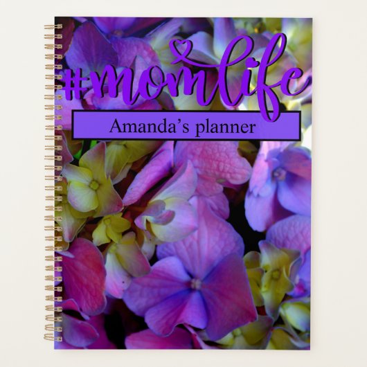 Magenta Paars blauw Hydrangeenbloemen Planner (Voorkant)