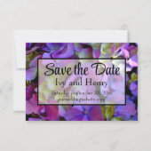 Magenta Paars blauw Hydrangeenbloemen Save The Date (Voorkant)