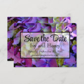 Magenta Paars blauw Hydrangeenbloemen Save The Date (Voorkant / Achterkant)