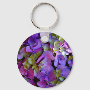 Magenta Paars blauw Hydrangeenbloemen Sleutelhanger