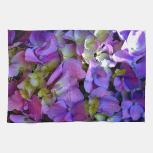 Magenta Paars blauw Hydrangeenbloemen Theedoek
