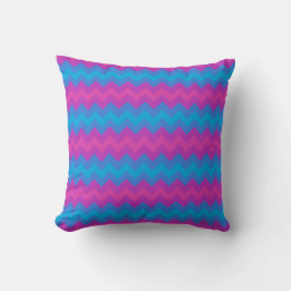 Magenta, Paars, Bright Blauwe Chevrons en Polkas Kussen
