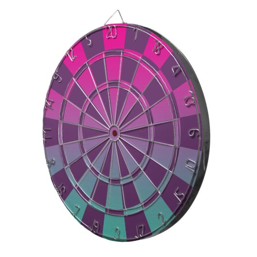 Magenta Paars en Blauwgroen ombre Dartbord (Voorkant Rechts)