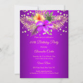 Magenta Paars Geel goudpalm Birthday Kaart (Voorkant)