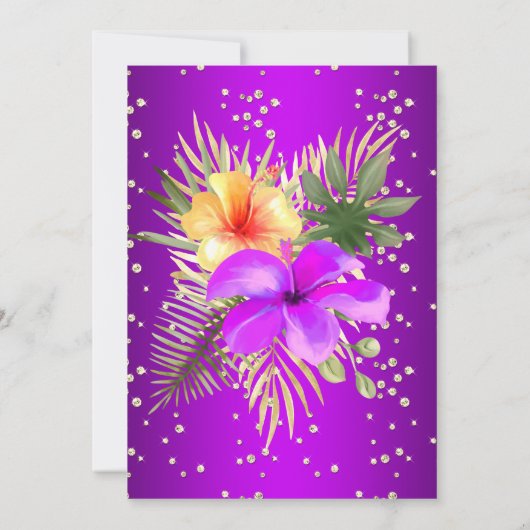 Magenta Paars Geel goudpalm Birthday Kaart (Achterkant)