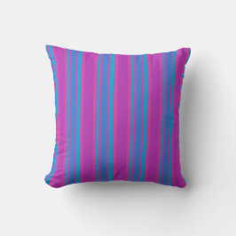 Magenta, Paars, Helderblauw, Turkoois Strepen Kussen