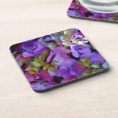 Magenta Paars Hydrangeas Paars blauw geel Bier Onderzetter (Linkerzijde)