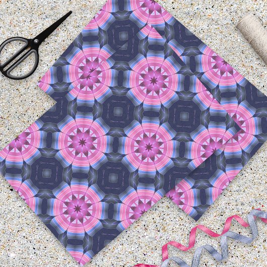 Magenta Paars Indigo Geometric Flowers Patroon Tissuepapier