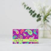 Magenta Paars Lime Green Modern Paisley Pattern Visitekaartje (Staand voorkant)