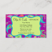 Magenta Paars Lime Green Modern Paisley Pattern Visitekaartje (Achterkant)