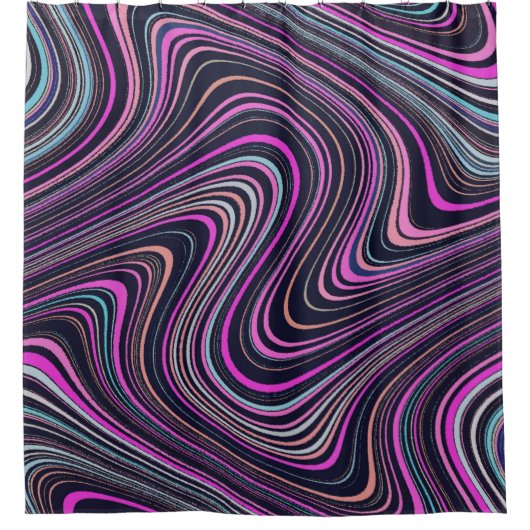 Magenta Paars roze marinepatroon Douchegordijn (Voorkant)