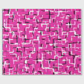 Magenta Paars roze zwart wit Abstract patroon Cadeaupapier (Vlak)