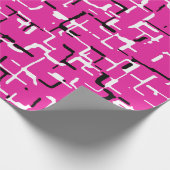 Magenta Paars roze zwart wit Abstract patroon Cadeaupapier (Hoek)