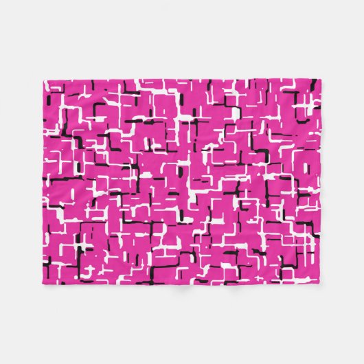 Magenta Paars roze zwart-wit patroon Fleece Deken (Voorkant (Horizontaal))