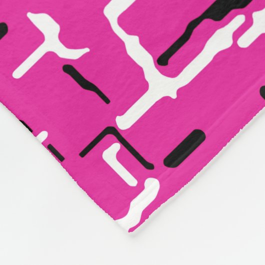 Magenta Paars roze zwart-wit patroon Fleece Deken (Hoek)