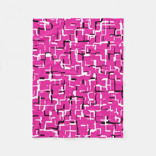 Magenta Paars roze zwart-wit patroon Fleece Deken (Voorkant)