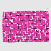 Magenta Paars roze zwart-wit patroon Golfhanddoek (Horizontaal)