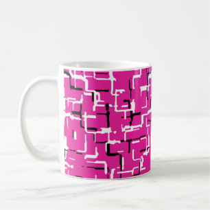 Magenta Paars roze zwart-wit trendy patroon Koffiemok