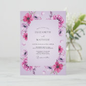 Magenta Paarse Anemoon Bruiloft Kaart (Staand voorkant)