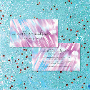 Magenta Paarse Aqua Blue Holographic Makeup Artist Visitekaartje