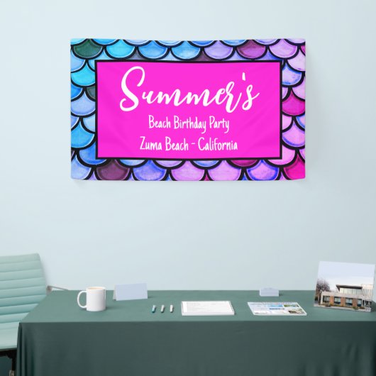 Magenta Paarse Blauwe Zeemeermin Schalen Strand Ve Spandoek (Beurs)