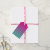 Magenta Paarse & Blauwgroen Ombre Cadeaulabel (Met Touw)