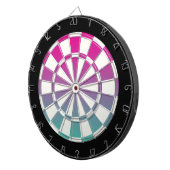 Magenta Paarse Blauwgroen zwart-wit Dartbord (Voorkant Rechts)