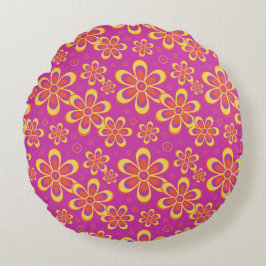 Magenta paarse bloemen naadloos patroon rond kussen