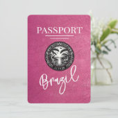 Magenta Paarse Brazilië Paspoort Bewaar de datum Save The Date (Staand voorkant)
