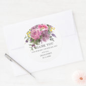 Magenta Paarse Geel Bloemen Boho bruiloft gunst Ronde Sticker (Envelop)