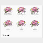 Magenta Paarse Geel Bloemen Boho bruiloft gunst Ronde Sticker (Vel)