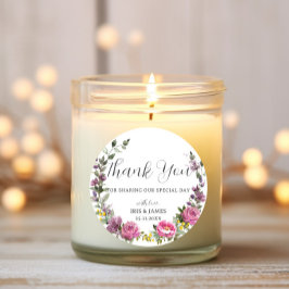 Magenta Paarse Geel Bloemen Boho bruiloft gunst Ronde Sticker