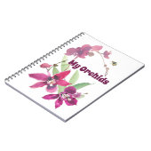 Magenta Paarse gepersonaliseerde orchidee-bijen Notitieboek (Linkerzijde)