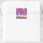 Magenta Paarse Green Modern Paisley Monogram Vierkante Sticker (Tas)