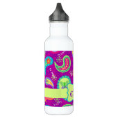 Magenta Paarse Green Modern Paisley Monogram Waterfles (Links)